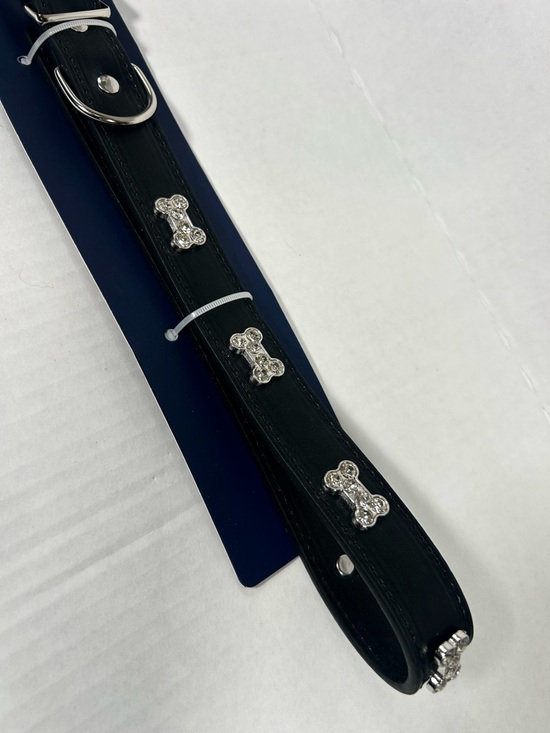 Rhinestone Bone Bling Luxury Dog Collar - Black - Picture 3 of 4